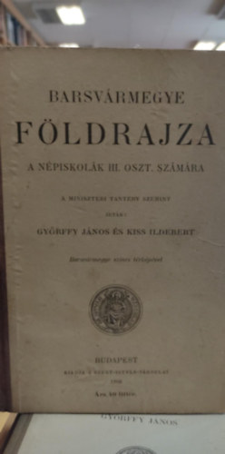 Bars vrmegye fldrajza a npiskolk III. oszt. szmra