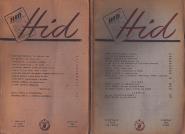 Dr. Steinfeld Sndor (fel. szerk.) - Hd folyirat 1947. 4 szm egytt (februr, mrcius, mjus, jnius)