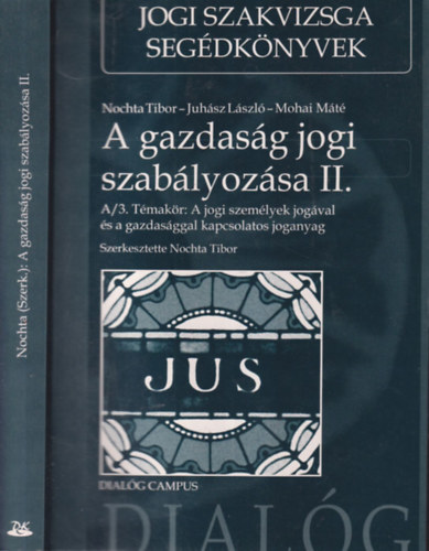 Nochta Tibor, Juhsz Lszl, Mohai Mt - A gazdasg jogi szablyozsa II. (A/3. tmakr: A jogi szemlyek jogval s a gazdasggal kapcsolatos joganyag)