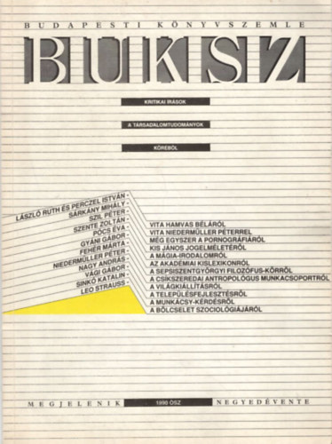 Bence György, Erős Ferenc, Gyáni Gábor - BUKSZ- Budapesti Könyvszemle 1990 ősz ( Kritikai írások a társadalomtudományok köréből )